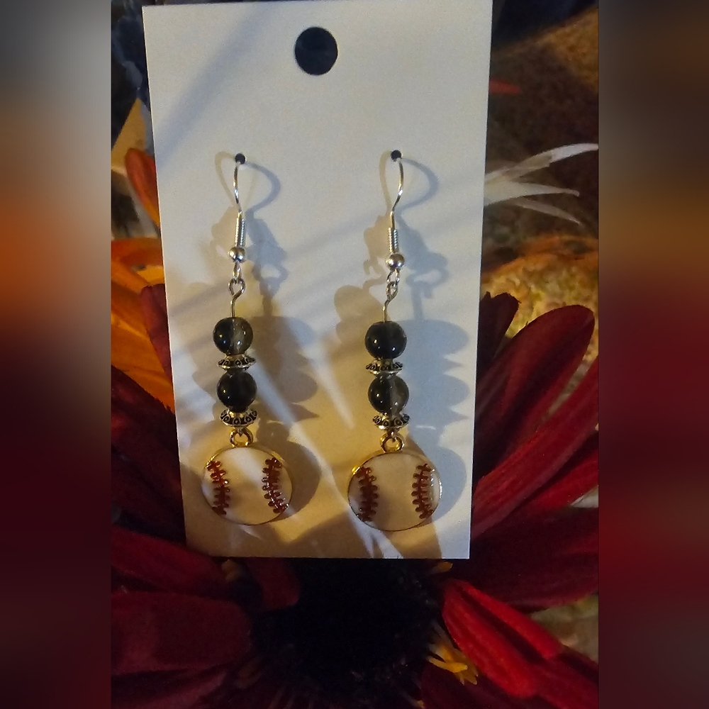 Baseball Themed Dangle Earrings